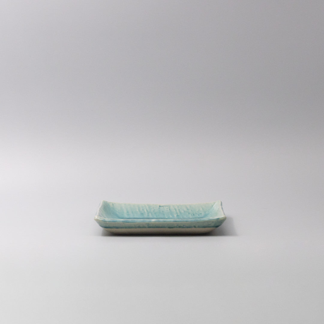Plate Square 17cm Crackle Turquoise Glaze