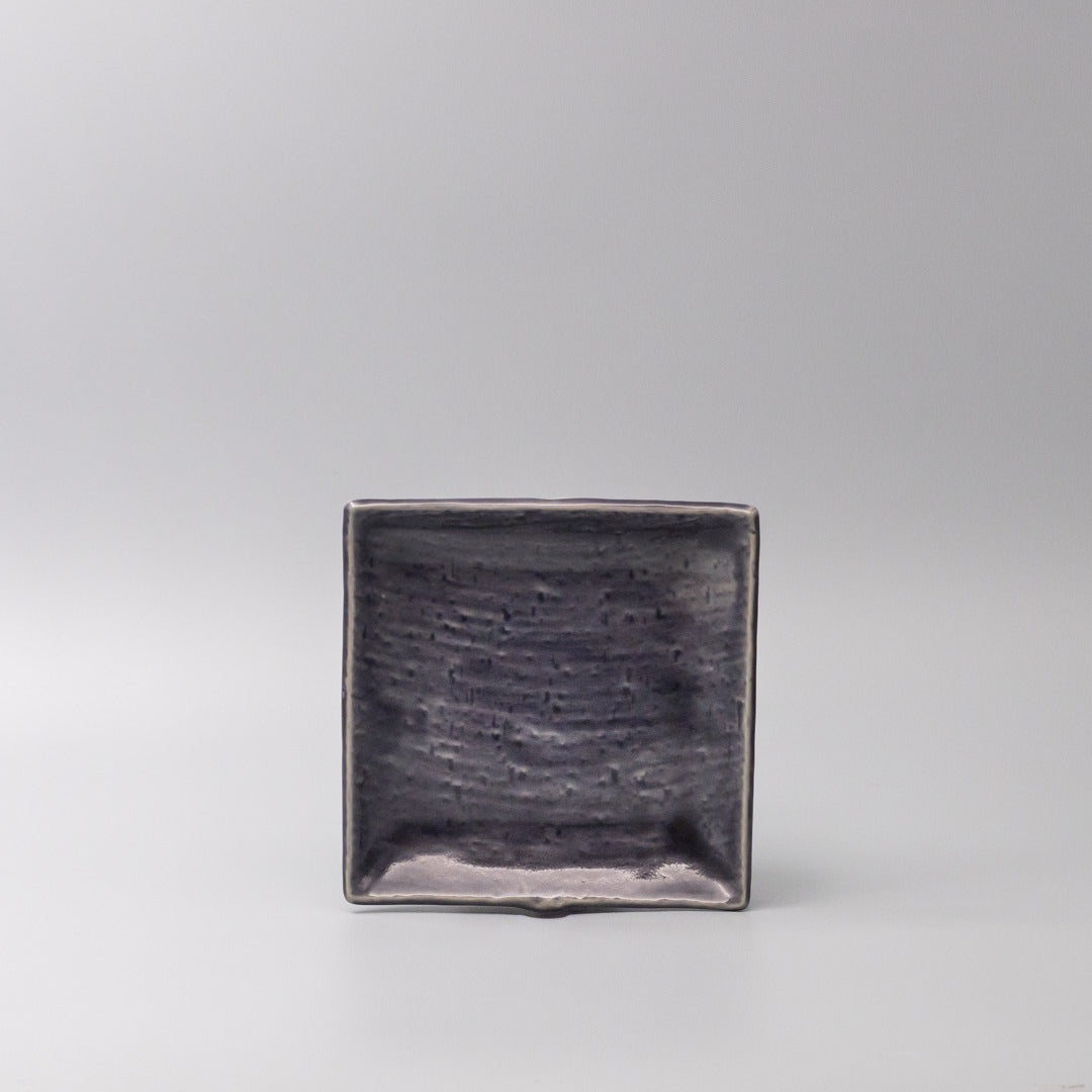 Plate Square 17cm Crackle Amethyst Glaze