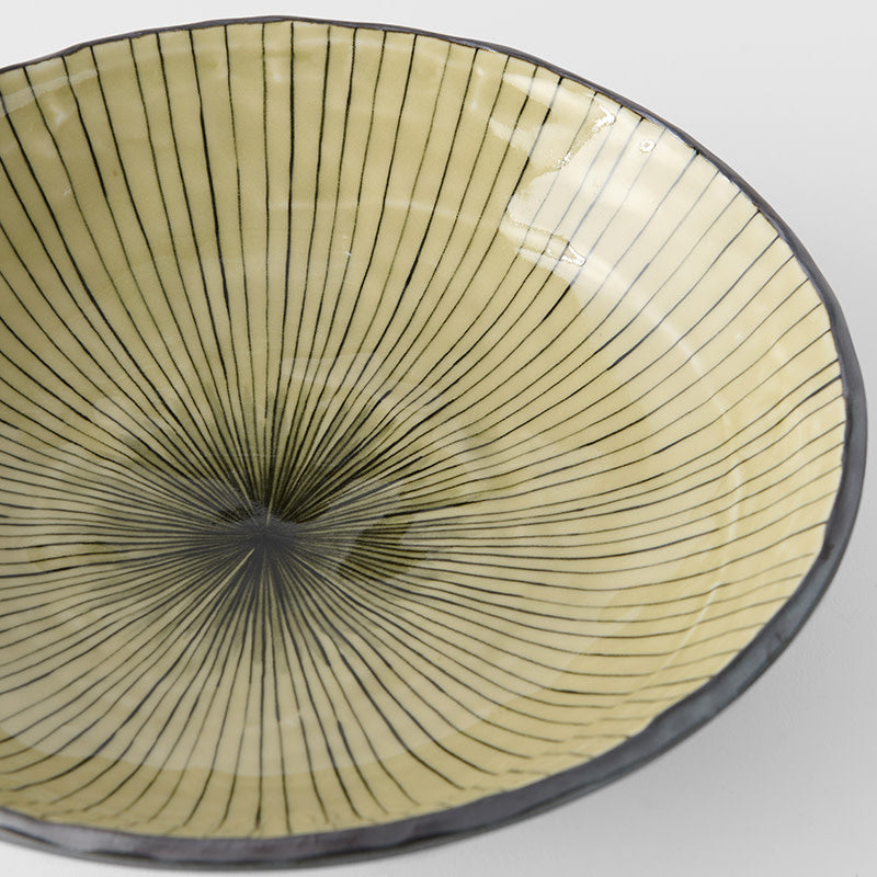Pasta Bowl Open 24cm Green Converging Line Glaze