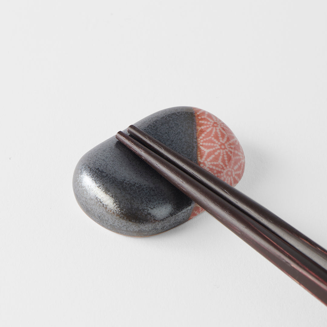 Chopsticks Rest Pebble Black Orange