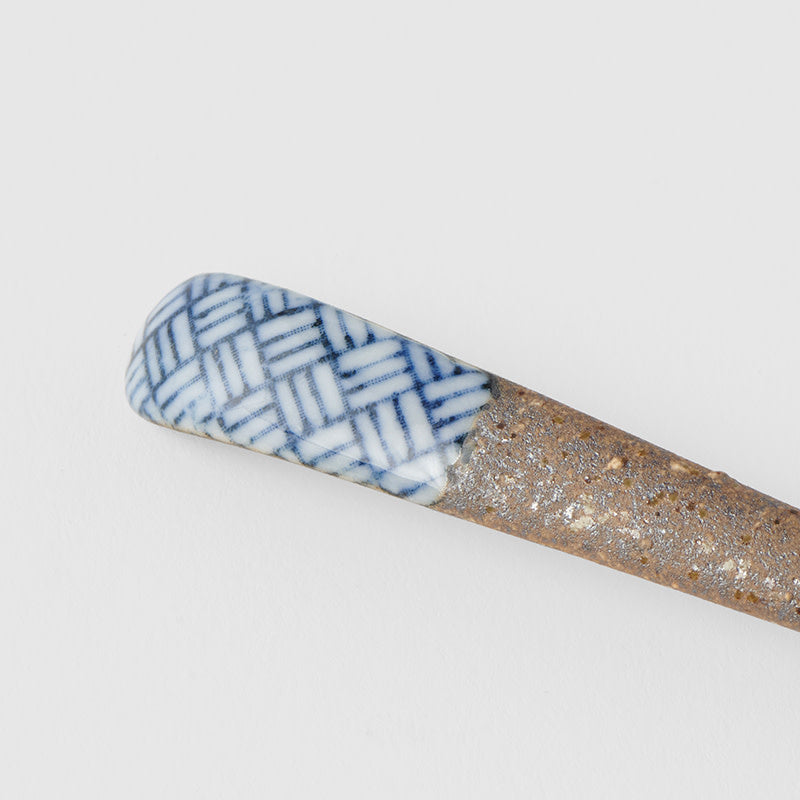 Spoon Small Bisque Indigo Basketweave