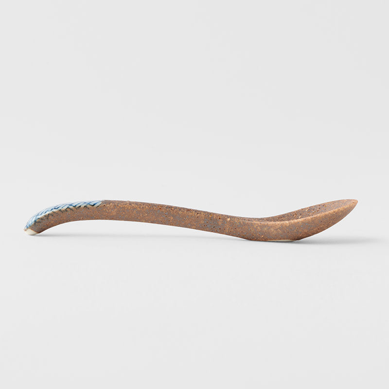 Spoon Small Bisque Indigo Basketweave