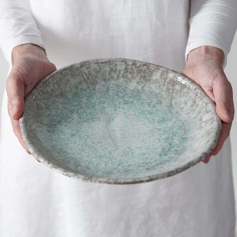 Plate Oval 25cm Aqua Splash Glaze