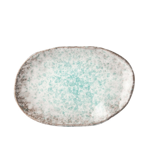 Plate Oval 17x11cm Aqua Splash Glaze
