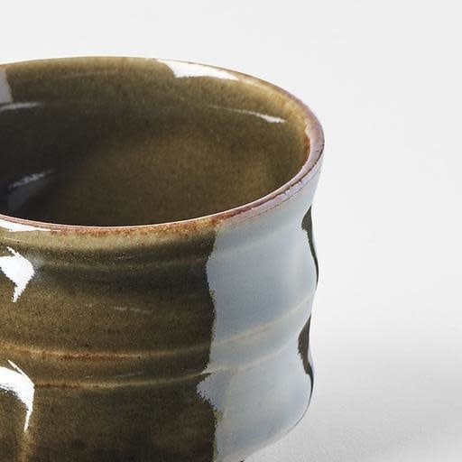 Sake Cup Cylindrical Line 40ml Oribe Green Glaze