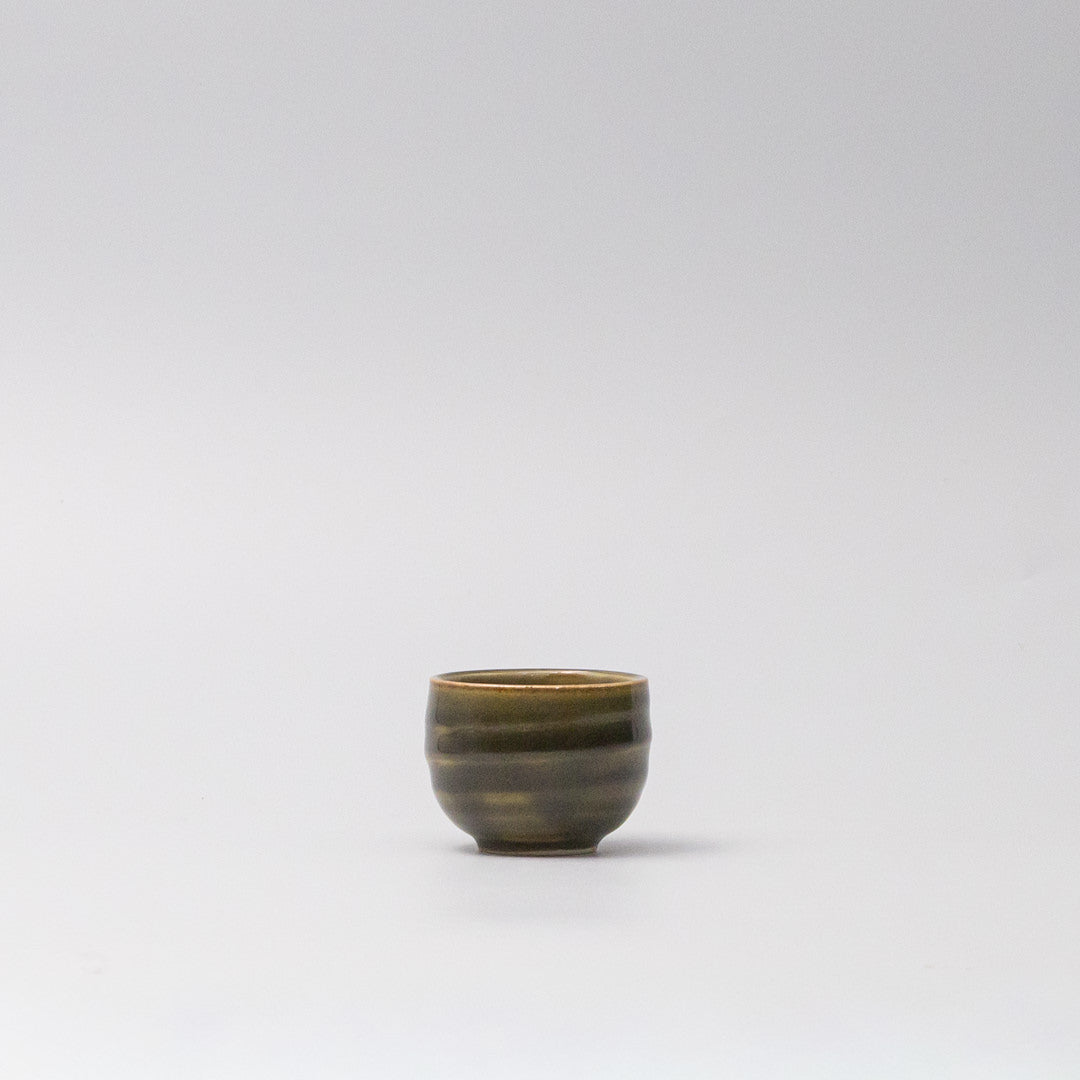 Sake Cup 40ml 'Ochoko' Rounded Oribe Green