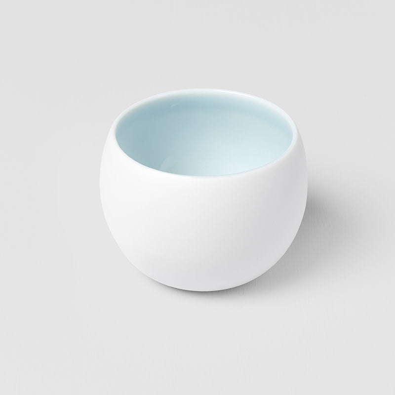 Cup Shochu 8.5cm Matte White &amp; Light Blue Glaze