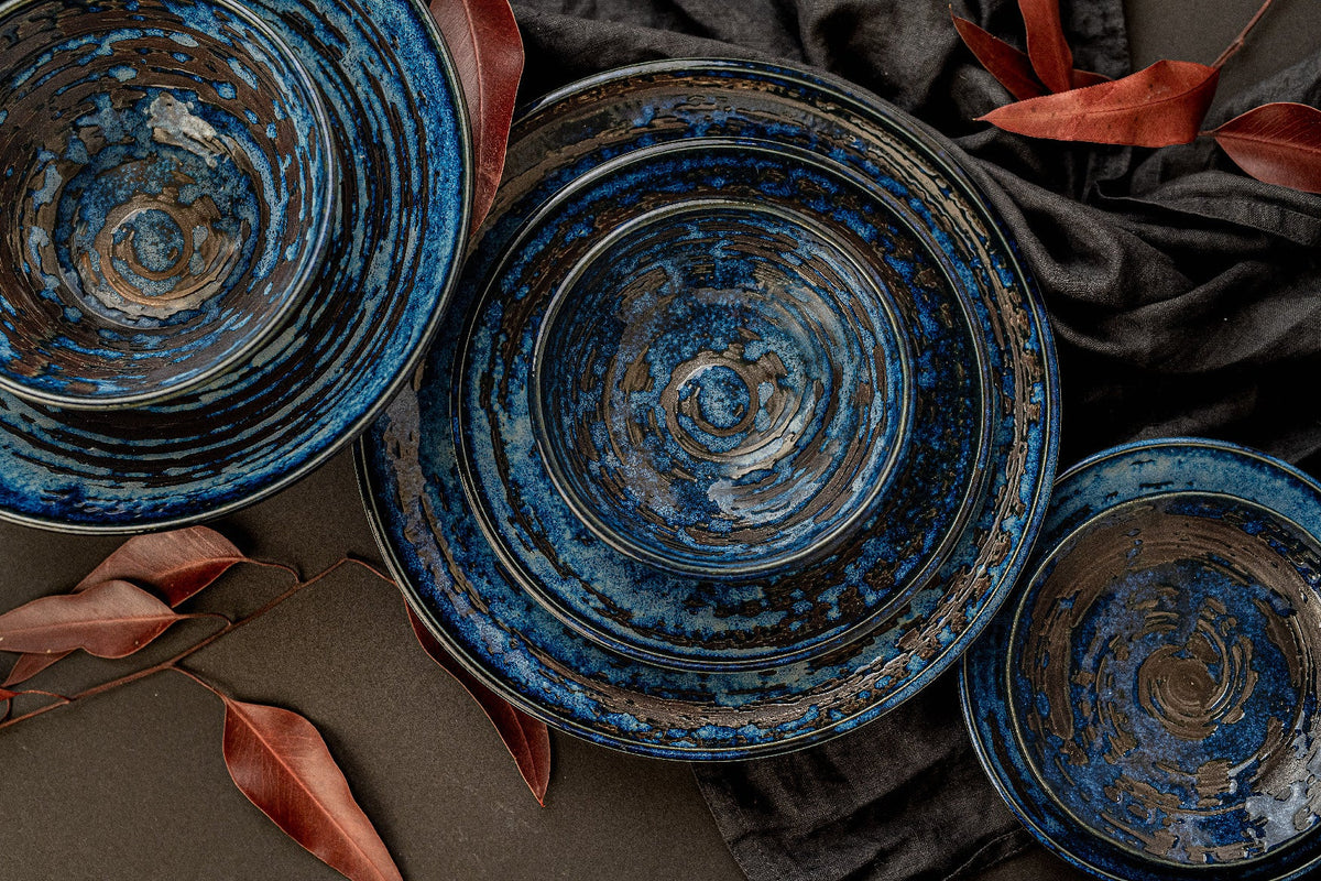 Tapas Plate 17cm Copper Swirl Glaze