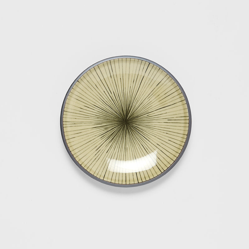 Tapas Plate 17cm Green Converging Line Glaze