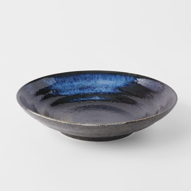 Pasta Bowl Flat 23cm Gold Brushstroke Glaze