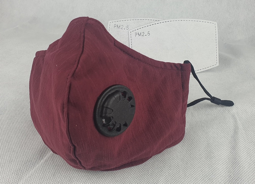 Face Mask Reusable Cotton Cloth Fabric Perfect Fit Adjustable Burgundy