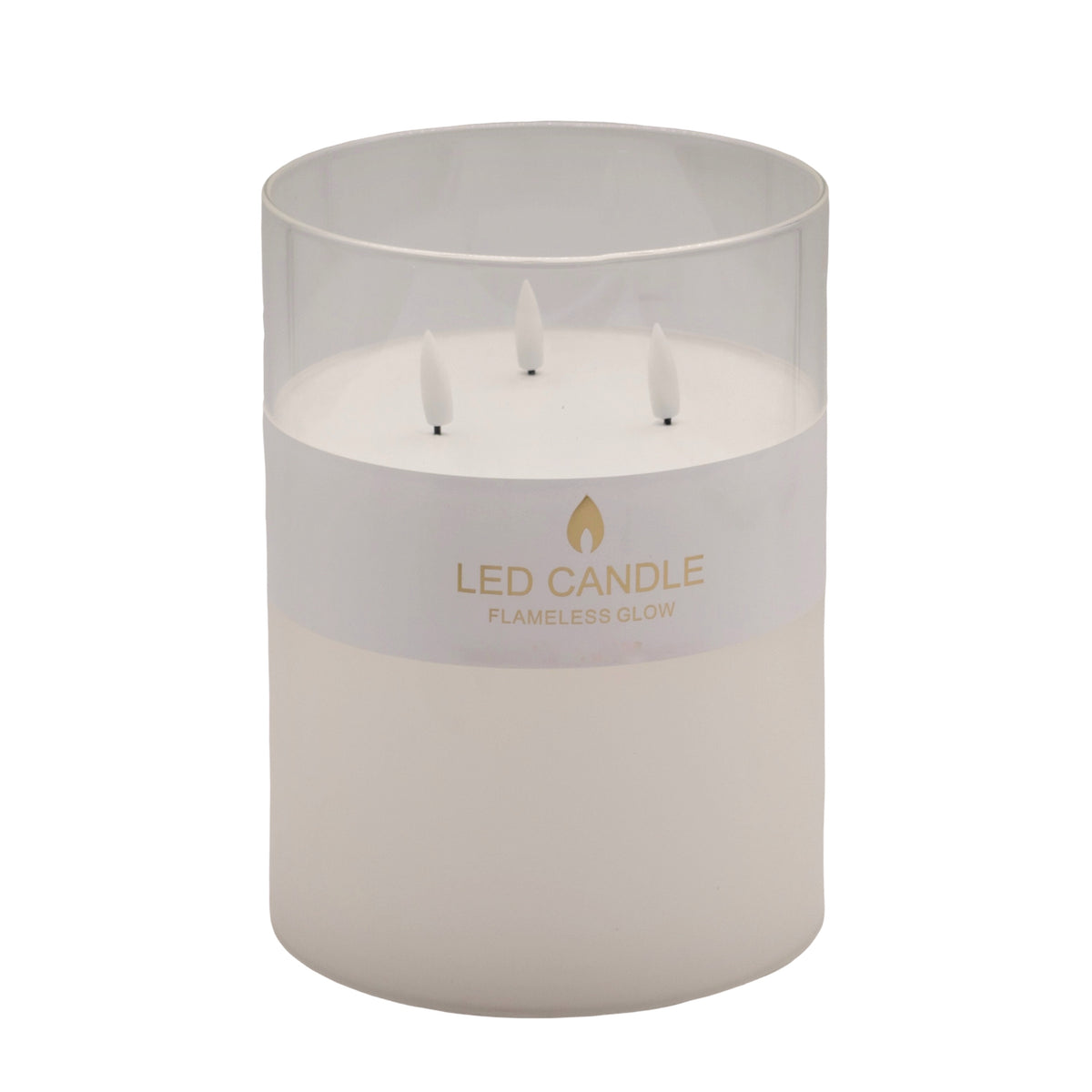 bulk 4 Glass Tube Led Candle 3 Wick 20cm