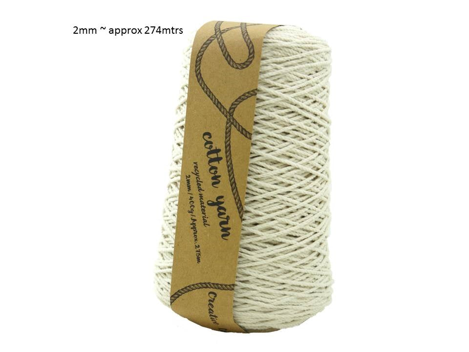 bulk 12 Macrame Cotton Yarn 275mtrs 2mm 400G Natural Knitting