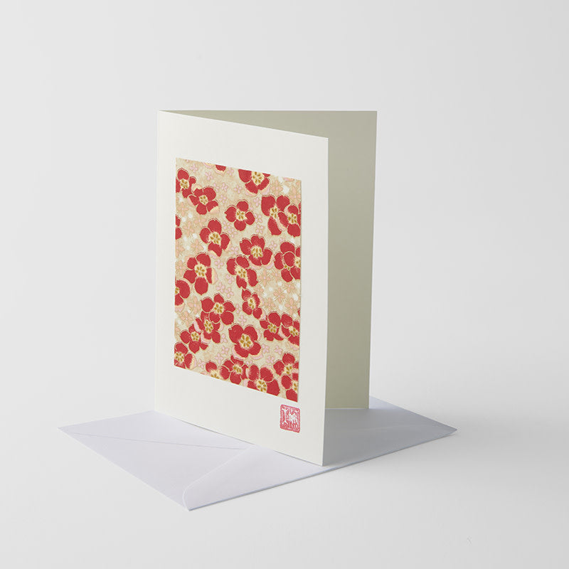 Card Chiyogami Blossom &amp; Gold Handmade Greeting