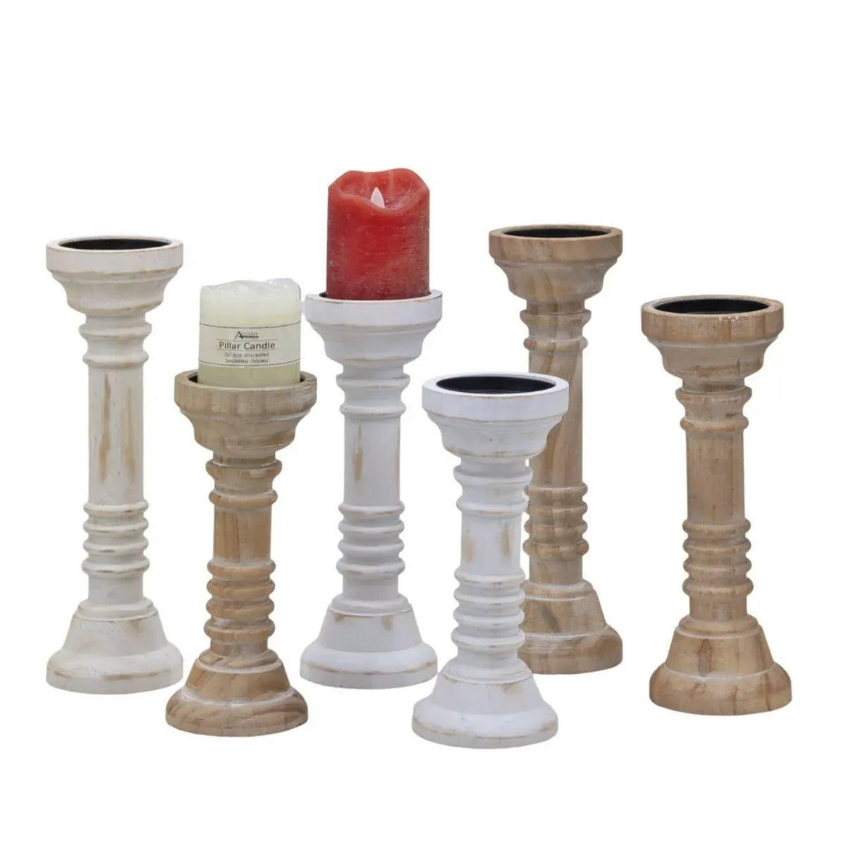 Earthy Essence Wooden Candle Holder 9.7x28cm 2 Asst