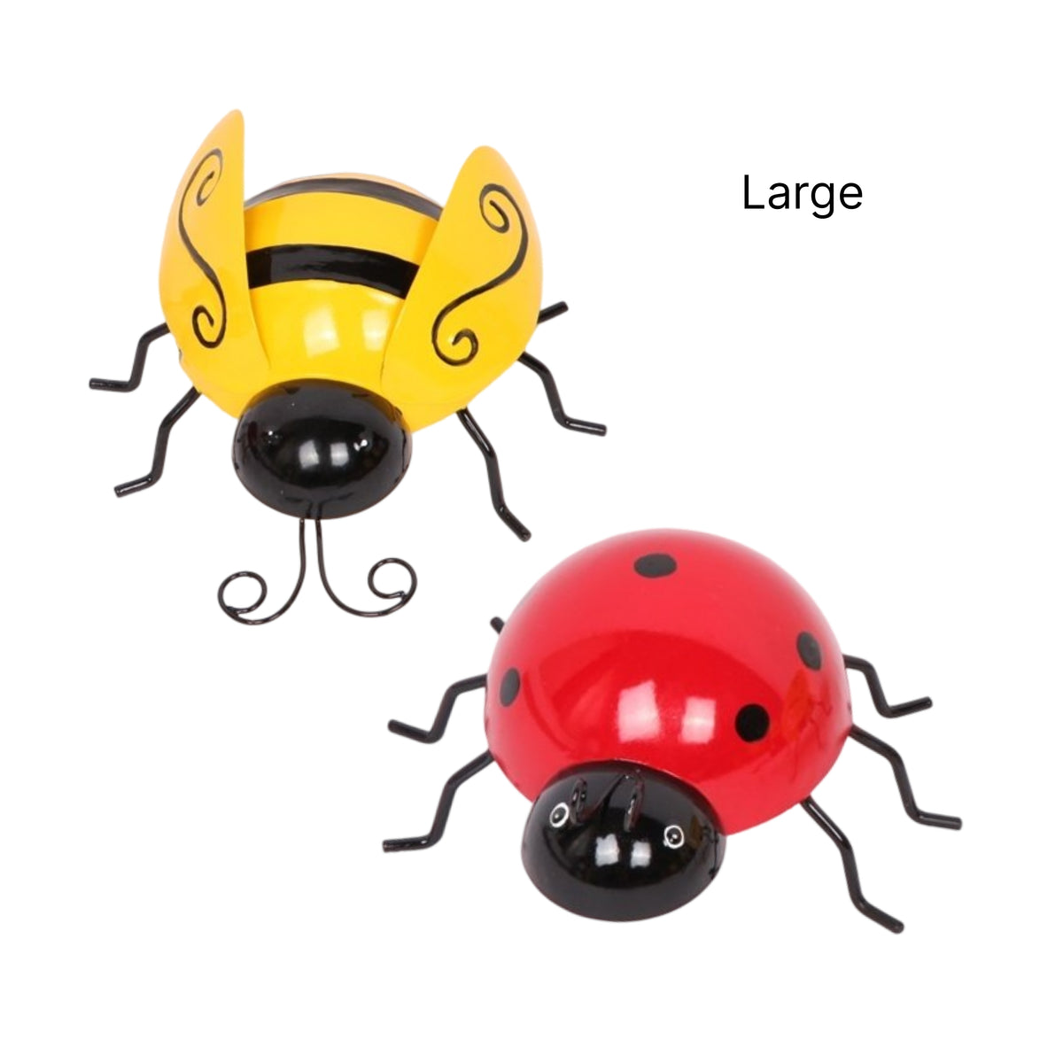 Set 2 Metal Bee &amp; Lady Bug Wall Decor 8x15cm