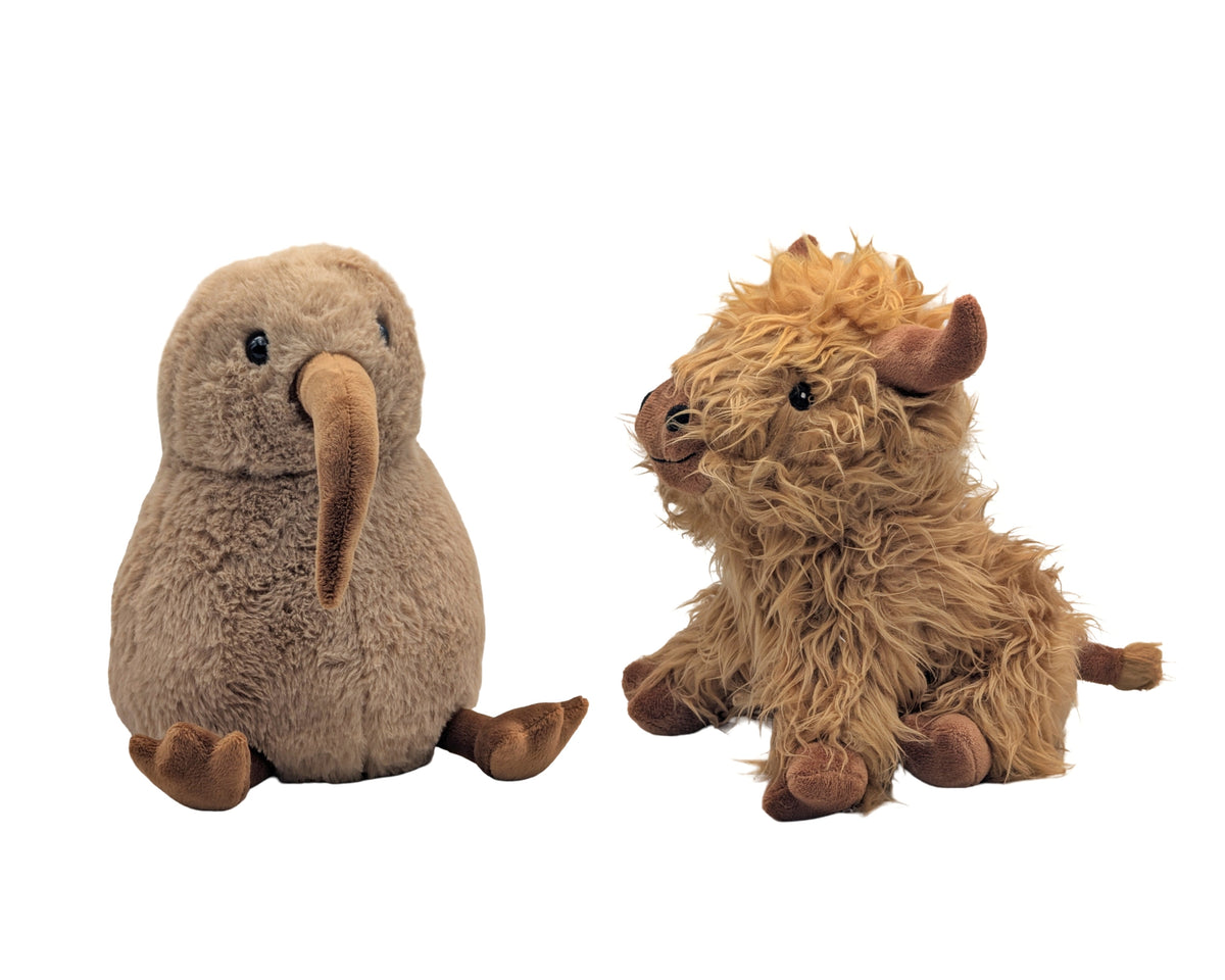 Set 2 Highland Cow &amp; Kiwi Door Stopper Assort 24cm