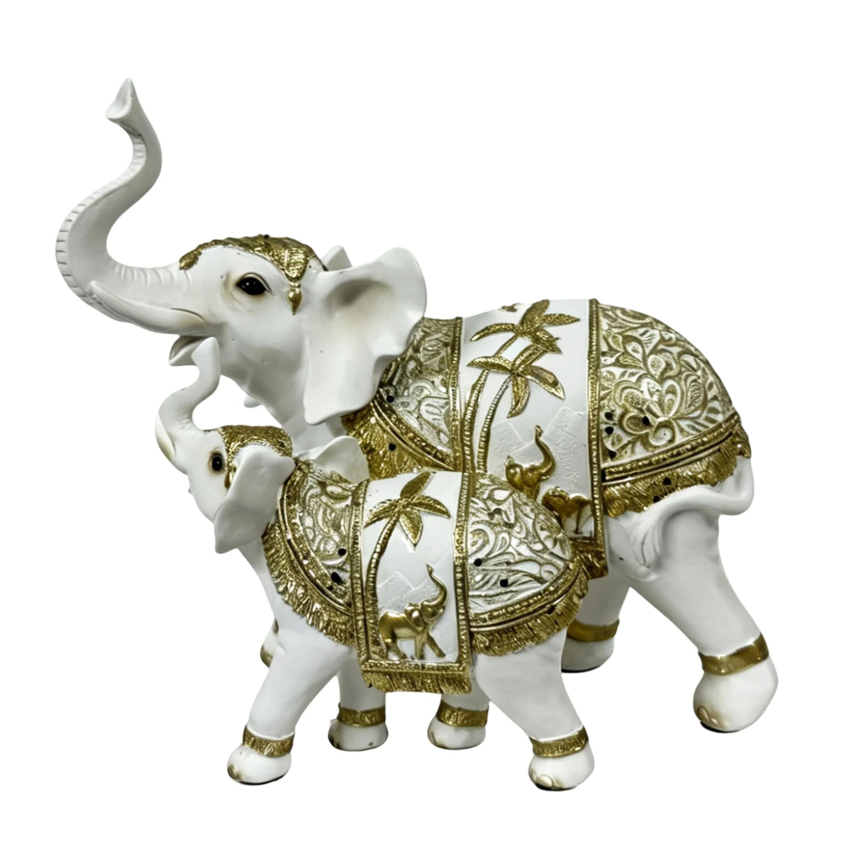 Bulk 4 Resin Gold Palm Elephant Mum &amp; Bub