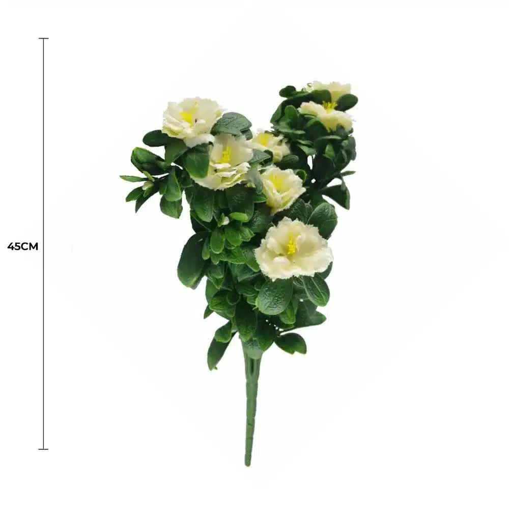 Premium Artificial White Rose Bunch UV Resistant 45cm