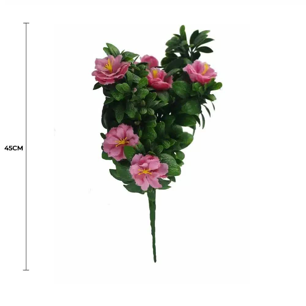 Premium Artificial Pink Rose Bunch UV Resistant 45cm