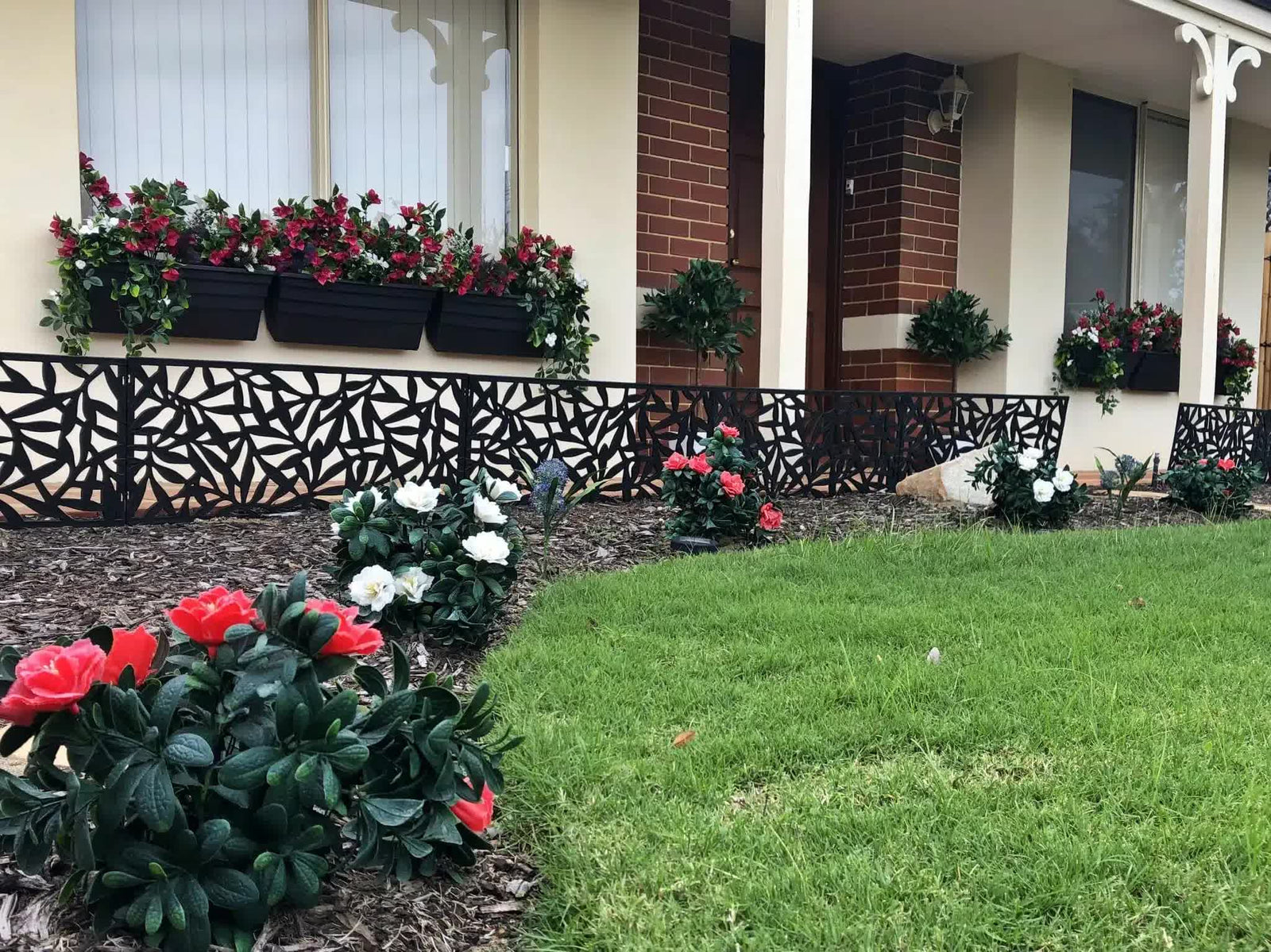 Premium Artificial Red Rose Bunch UV Resistant 45cm