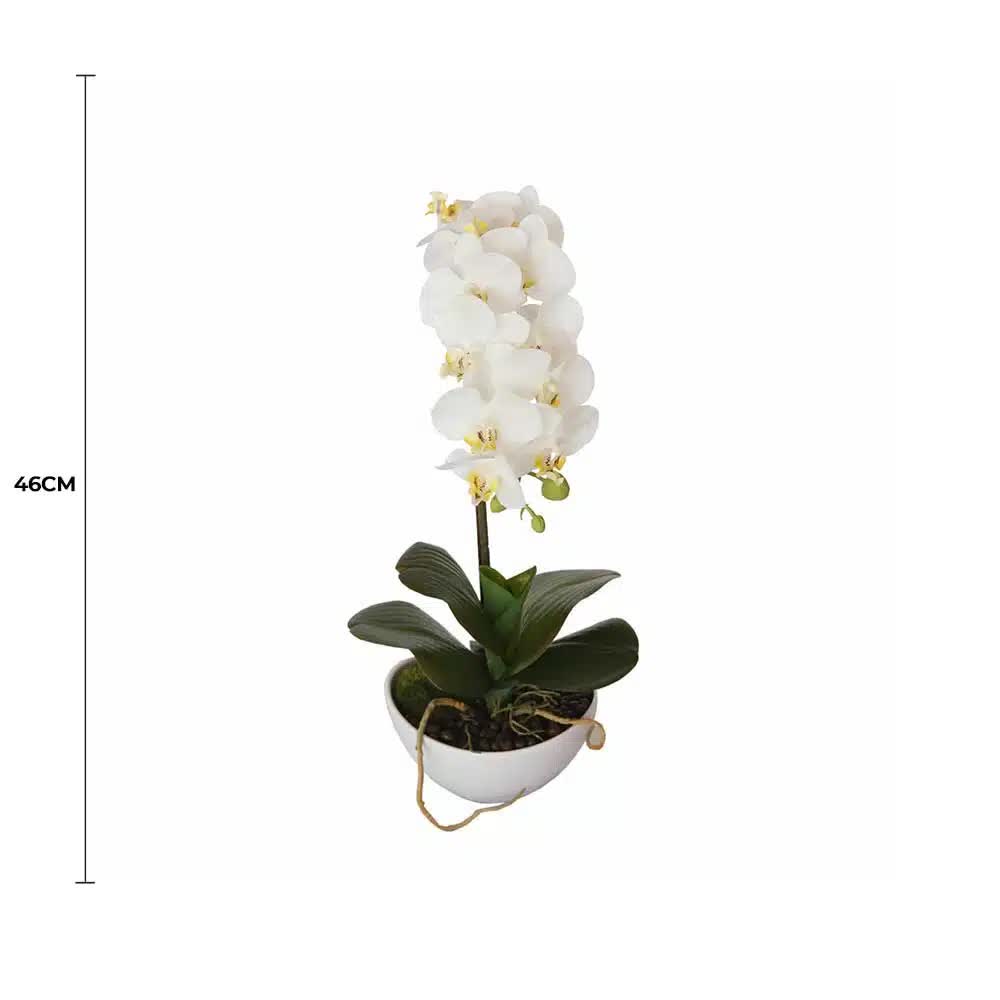 46cm Butterfly Artificial Orchid White