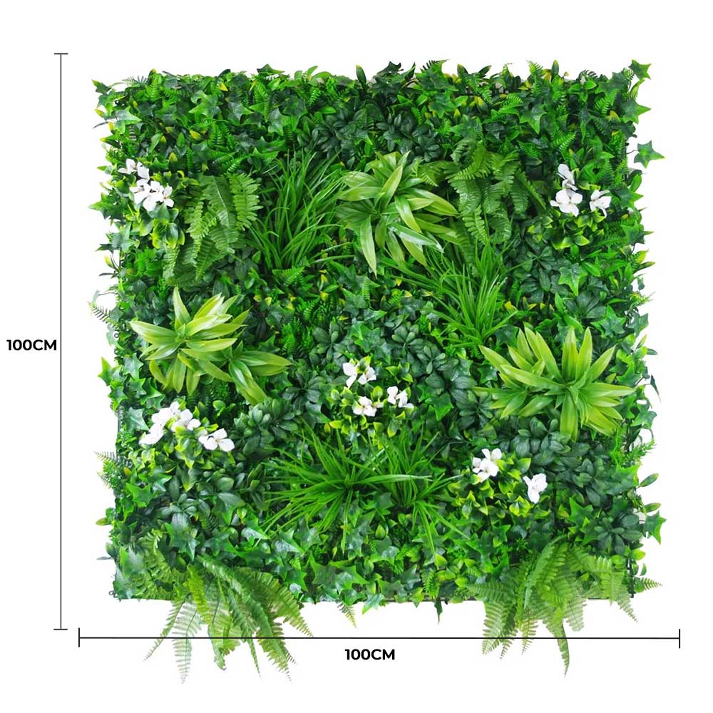 Luxury Snowy White Vertical Garden / Green Wall UV Resistant 100cm x 100cm