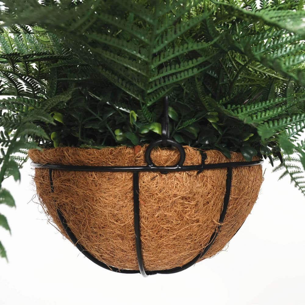Artificial Potted Fern Hanging Basket (Fresh Green) UV Resistant 55cm