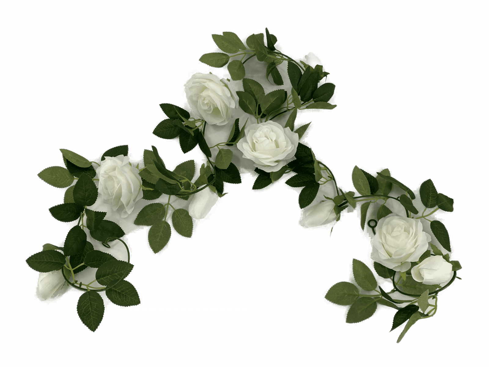 Flowering White Artificial Rose Garland 190cm