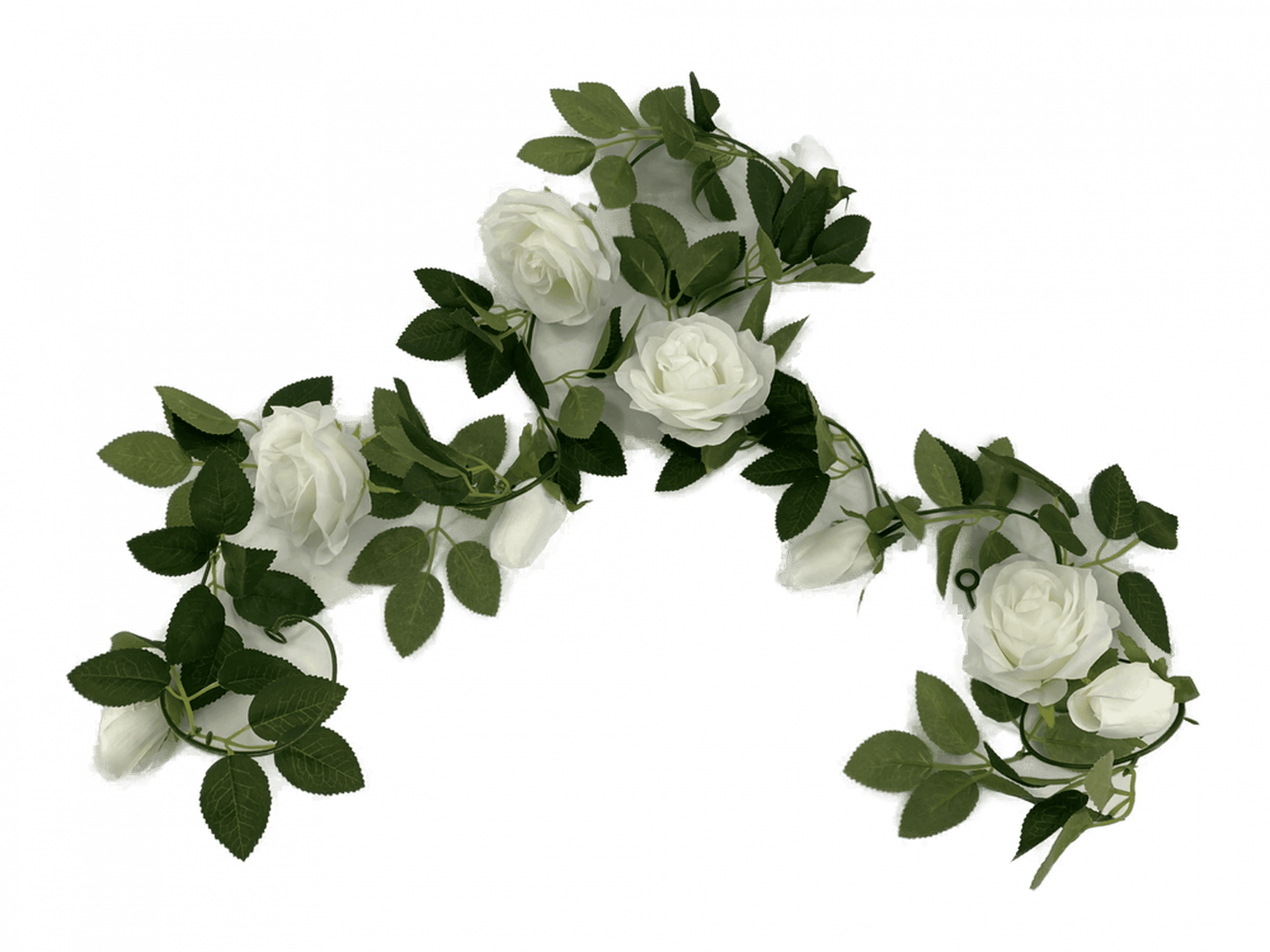 Flowering White Artificial Rose Garland 190cm