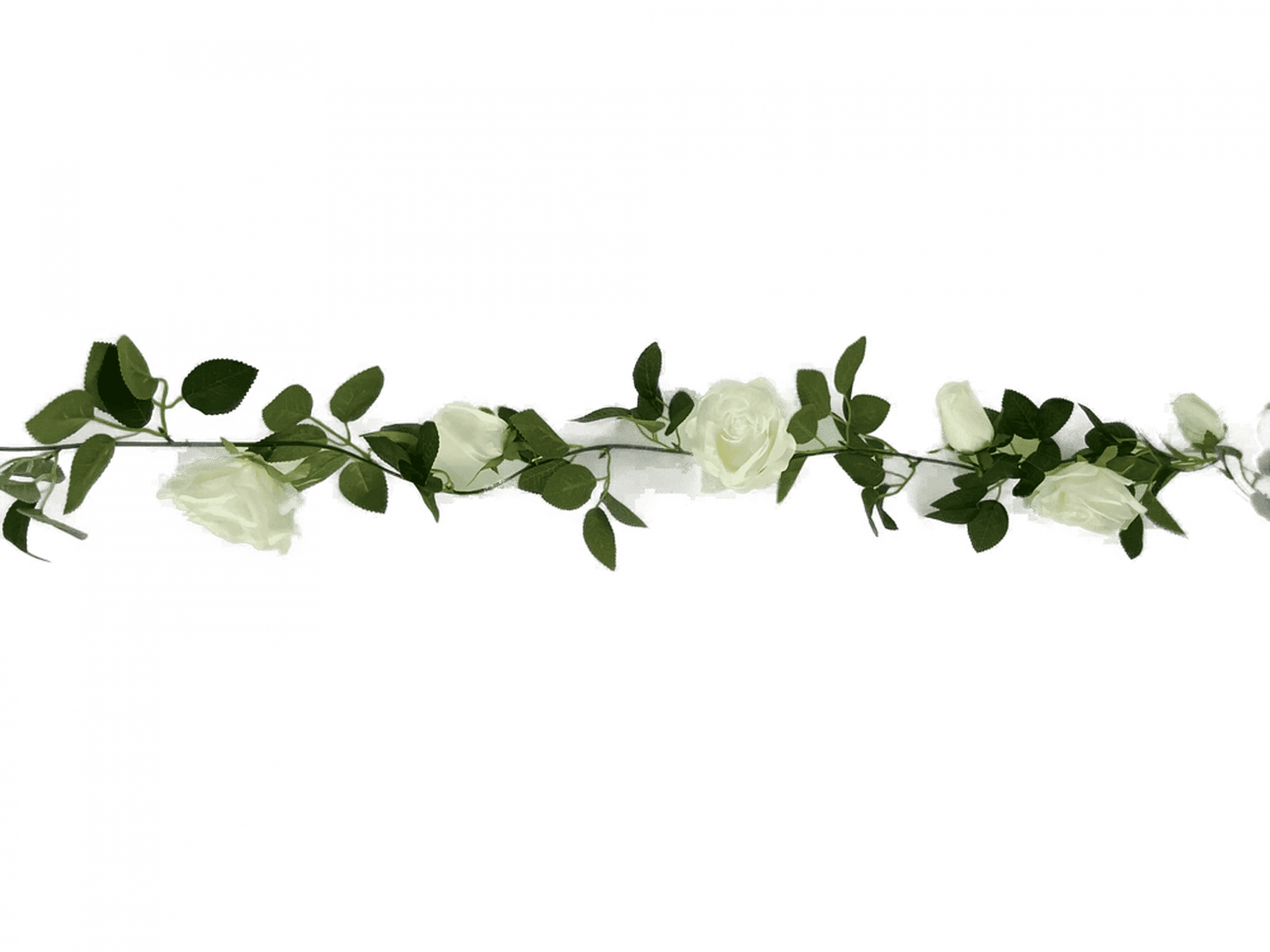 Flowering White Artificial Rose Garland 190cm