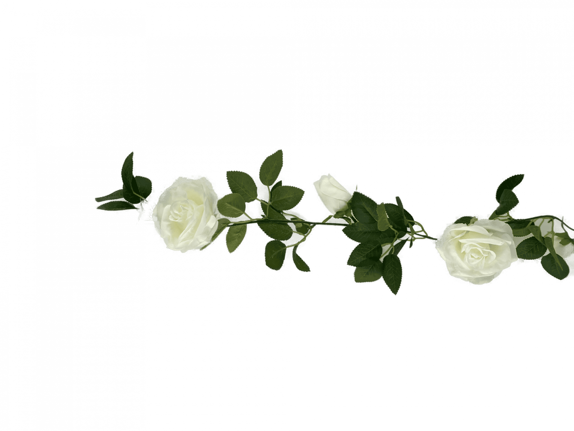 Flowering White Artificial Rose Garland 190cm