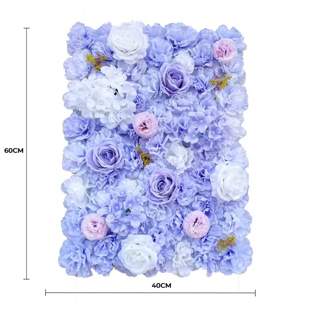 Artificial Flower Wall Backdrop Panel 40cm x 60cm Mixed Lilac Flowers