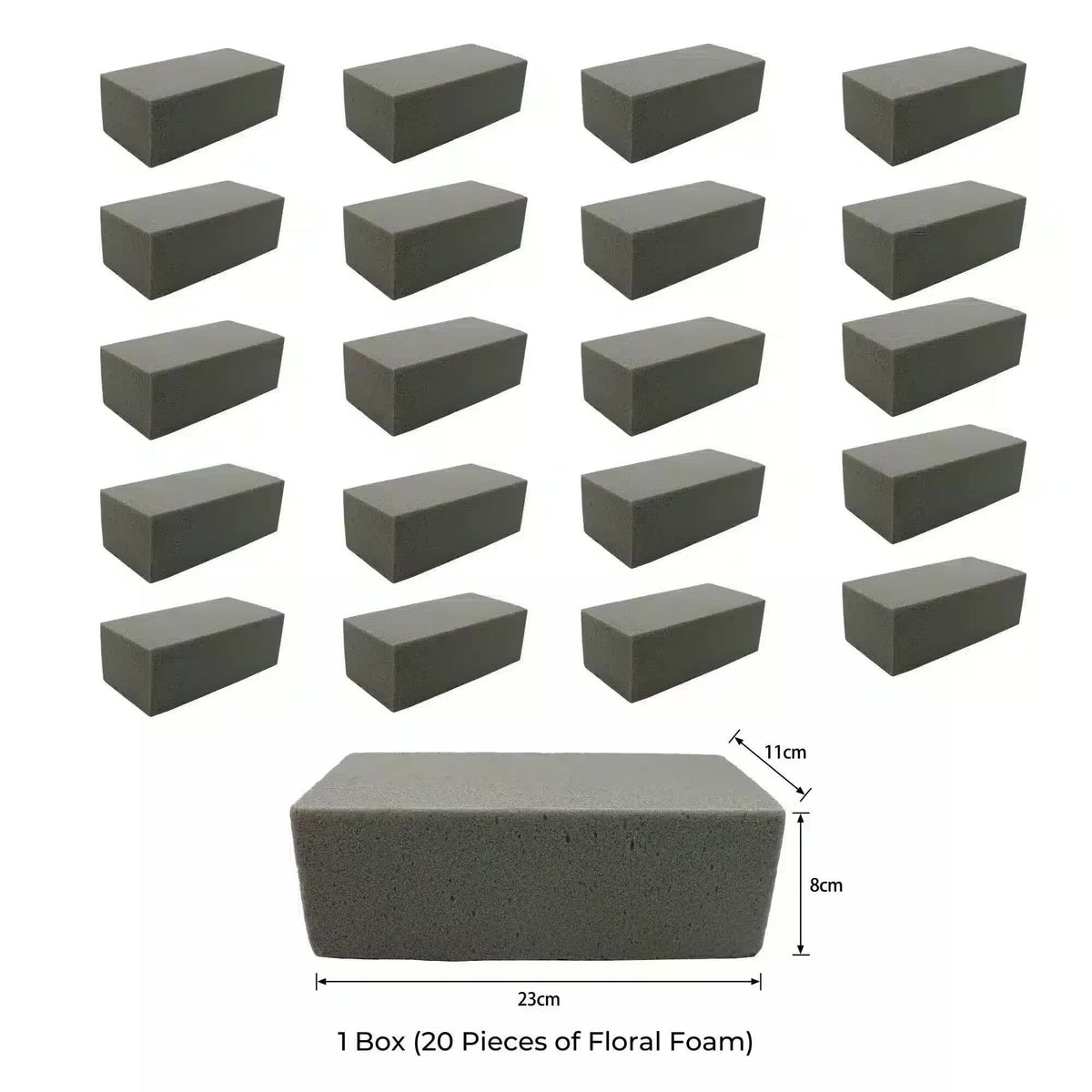 20 Pieces of Dry Floral Foam Bricks 23cm x 11cm x 8cm (Artificial Plant Foam Blocks - formaldehyde FREE)