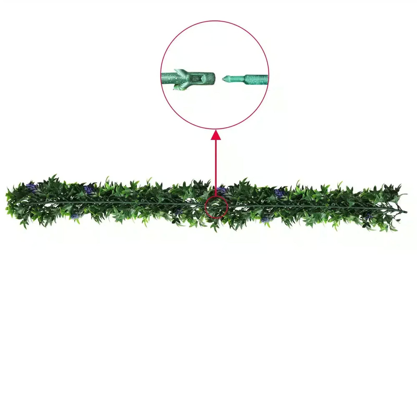 Artificial Extendable Hanging Bright Green Ivy Bush with Purple Flowers 55cm UV Resistant