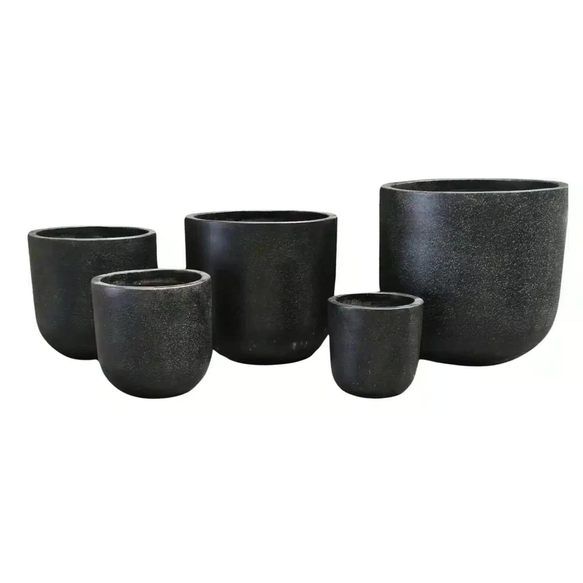Modern Black Rounded Terrazzo Planters Set of 5 Bulk Savings