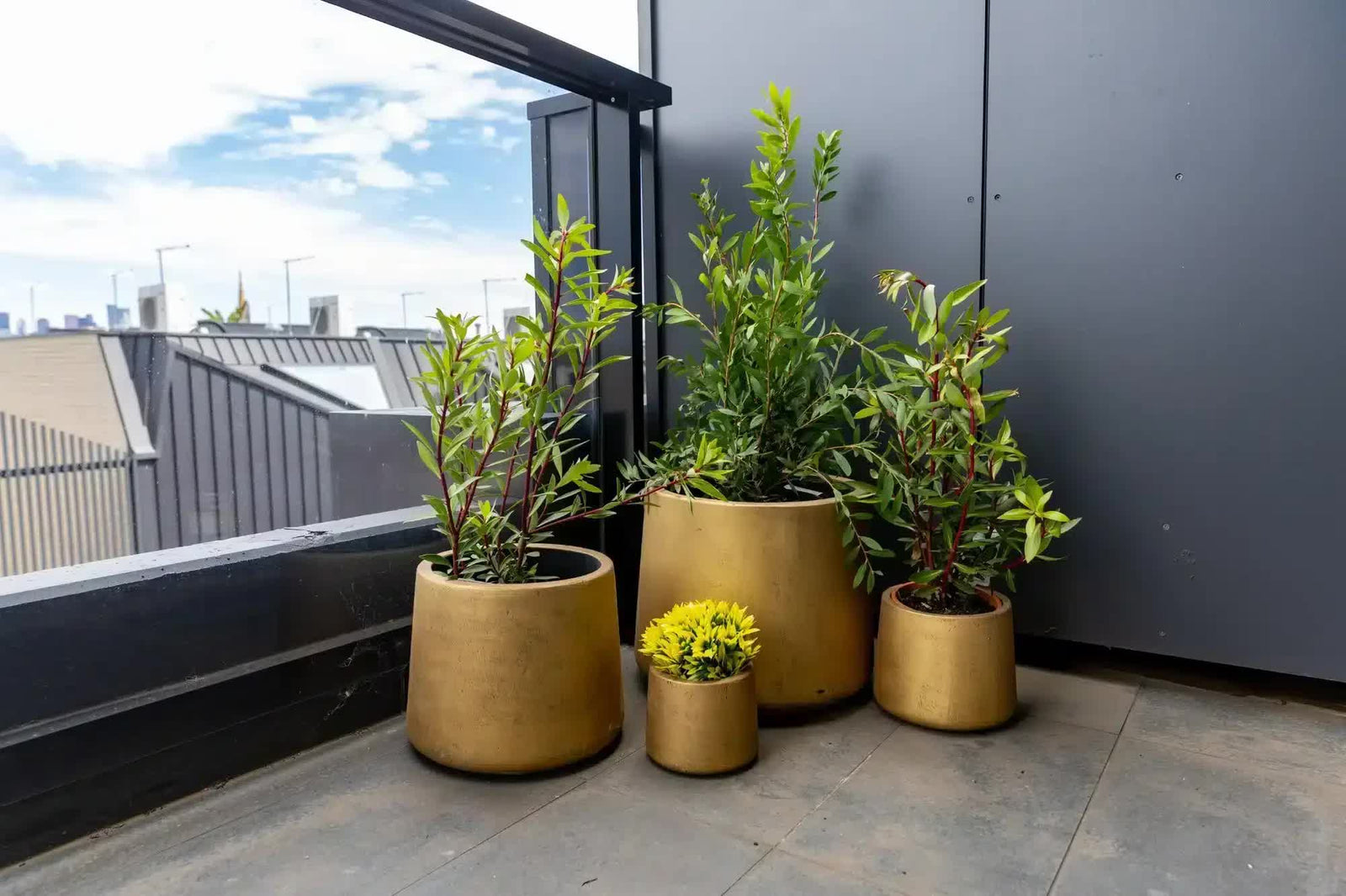 Elegant Gold Planters / Gold Pots Set of 4