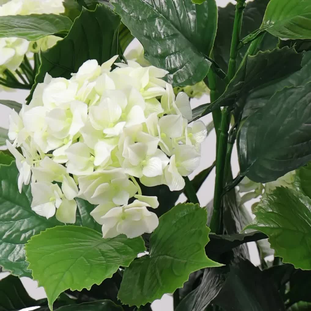 Premium Artificial Flowering White Hydrangea Tree 90cm UV Resistant