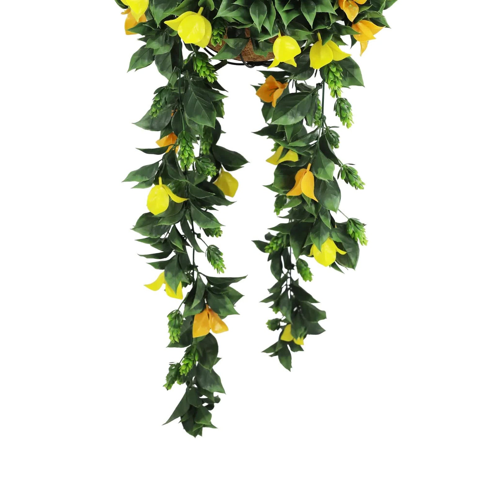 Artificial Hanging Basket Orange and Yellow Bouganvillea 30cm x 80cm Long UV Resistant