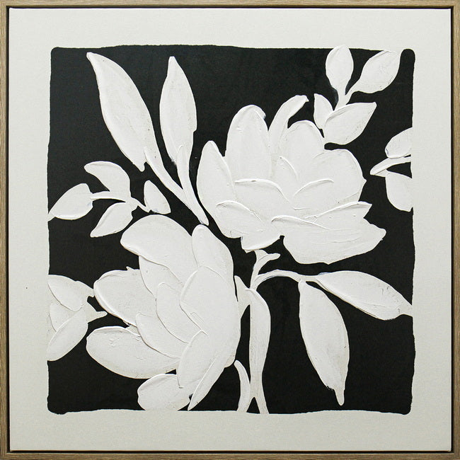 Black &amp; White Blooms Framed Artwork 80cm