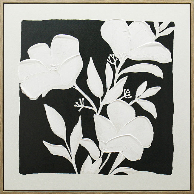Black &amp; White Blooms A Framed Artwork 80cm