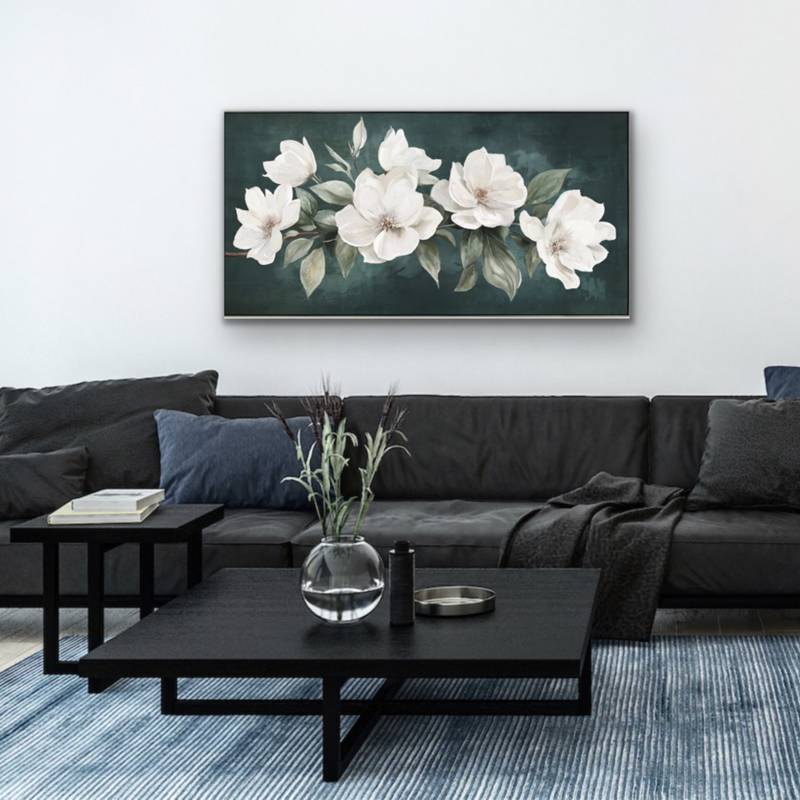 Leah Flower Framed Canvas 150x50cm