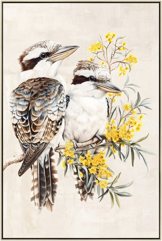 Kookaburra &amp; Golden Wattle Framed Artwork 120cm