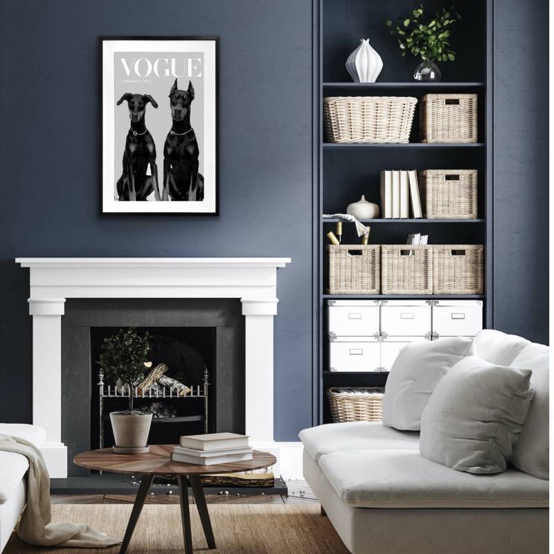 Luxury Dog Artwork Framed W Glass Front 80x120cm