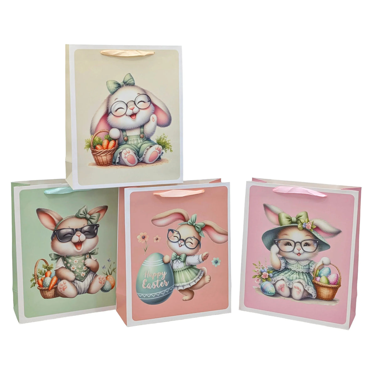Bulk 24 Playful Easter Gift Bag Sml 11x14x6.5cm 4 Asst