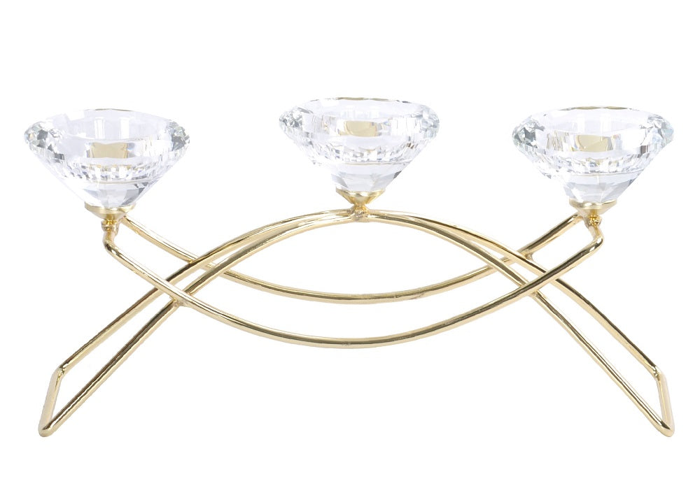 Gold Metal Diamond Shape Tealight Candle Holder Lantern 26cm