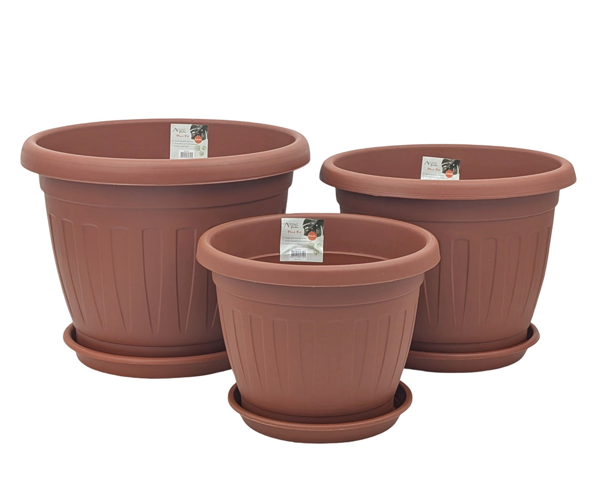 bulk 15 Garden Plastic Pot &amp; Saucer Medium Size 28x22cm