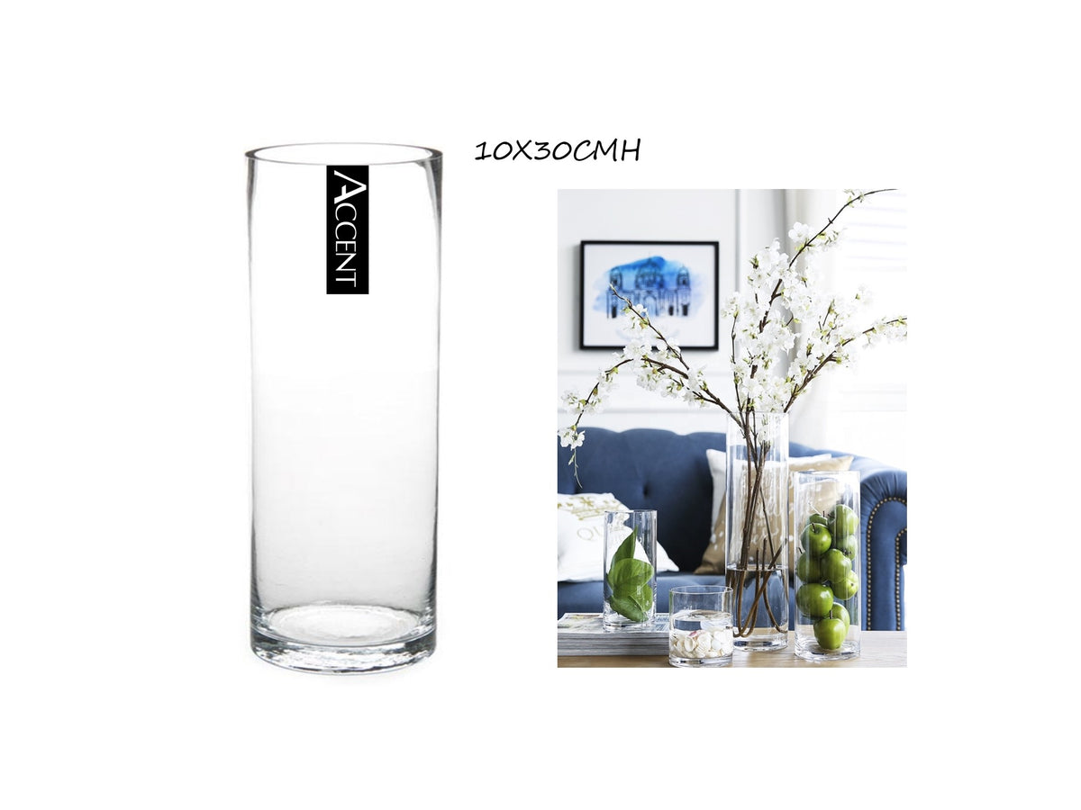 bulk 12 Glass Cylinder Vase 30cm