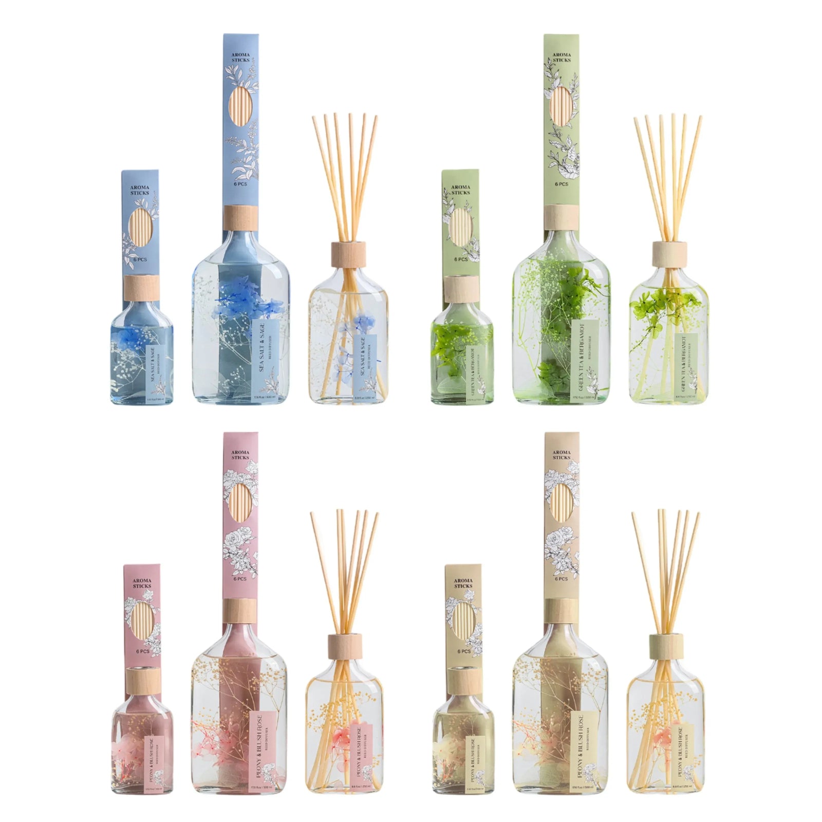 Bulk 24 Elegant Botanical Diffuser 100ml 4 Asst
