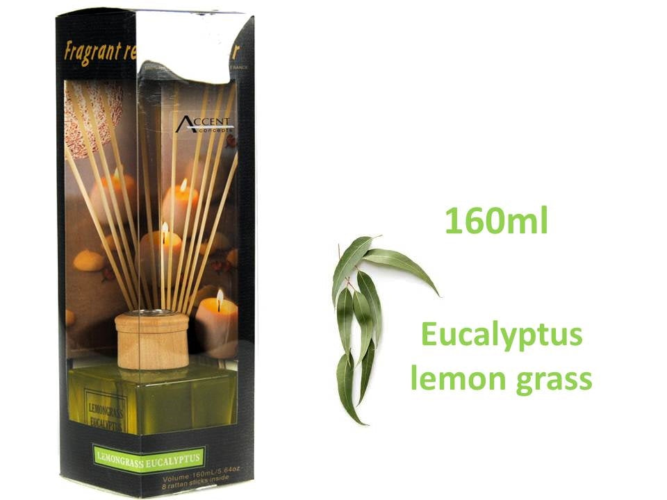 bulk 12 Fragrant Oil Diffuser Lemongrass Eucalyptus 160ml 12Sticks